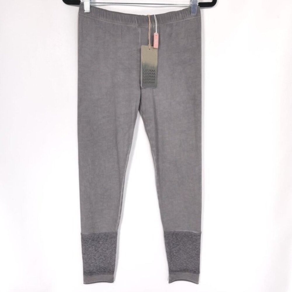 NWT LUUKAA Size US 6 LYRIC Garment Dyed Cotton Jersey Leggings Stone‎ Pants LK 1
